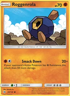 Roggenrola card from Sun & Moon, number 69/149