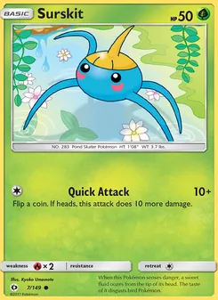 Surskit card from Sun & Moon, number 7/149