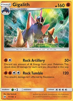 Gigalith card from Sun & Moon, number 71/149