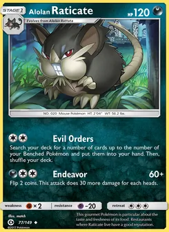 Alolan Raticate card from Sun & Moon, number 77/149