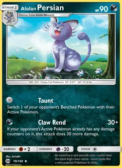 Alolan Persian card from Sun & Moon, number 79/149
