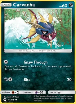 Carvanha card from Sun & Moon, number 81/149