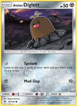 Alolan Diglett card from Sun & Moon, number 86/149