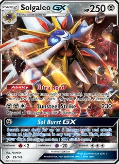 Solgaleo GX card from Sun & Moon, number 89/149