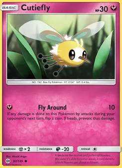 Cutiefly card from Sun & Moon, number 92/149
