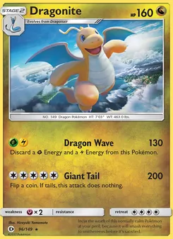 Dragonite card from Sun & Moon, number 96/149