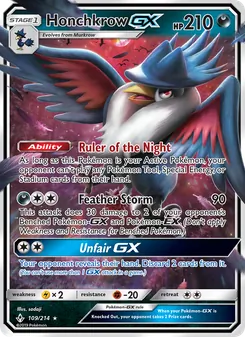 Honchkrow GX card from Unbroken Bonds, number 109/214