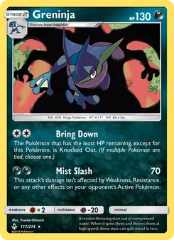Greninja card from Unbroken Bonds, number 117/214