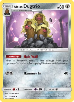 Alolan Dugtrio card from Unbroken Bonds, number 122/214