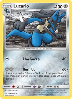 Lucario card from Unbroken Bonds, number 126/214