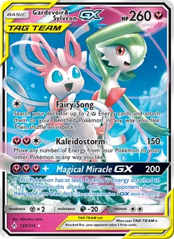 Gardevoir & Sylveon GX card from Unbroken Bonds, number 130/214