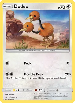 Doduo card from Unbroken Bonds, number 150/214