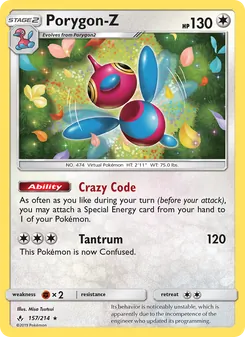 Porygon-Z card from Unbroken Bonds, number 157/214