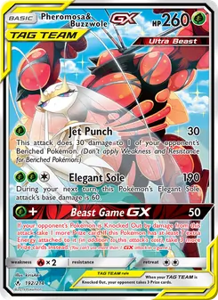Pheromosa & Buzzwole GX card from Unbroken Bonds, number 192/214