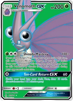 Venomoth GX card from Unbroken Bonds, number 193/214