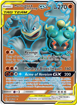 Marshadow & Machamp GX card from Unbroken Bonds, number 198/214