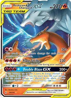 Reshiram & Charizard GX card from Unbroken Bonds, number 20/214