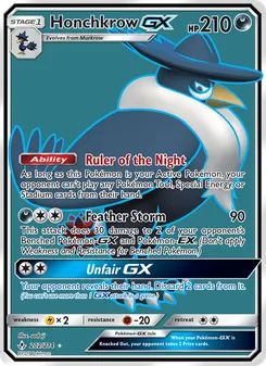 Honchkrow GX card from Unbroken Bonds, number 202/214