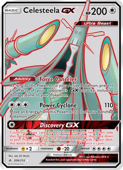 Celesteela GX card from Unbroken Bonds, number 208/214