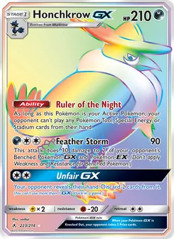 Honchkrow GX card from Unbroken Bonds, number 223/214