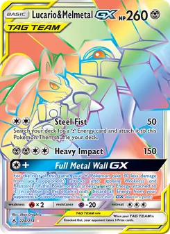 Lucario & Melmetal GX card from Unbroken Bonds, number 224/214