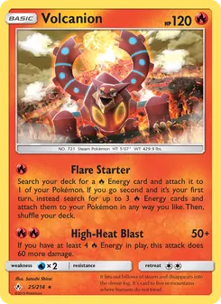 Volcanion card from Unbroken Bonds, number 25/214