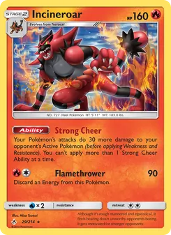 Incineroar card from Unbroken Bonds, number 29/214