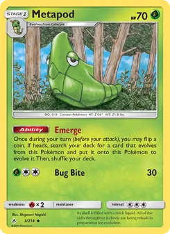 Metapod card from Unbroken Bonds, number 3/214