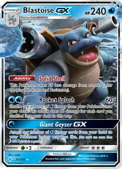 Blastoise GX card from Unbroken Bonds, number 35/214