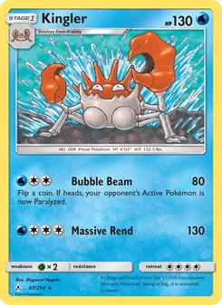 Kingler card from Unbroken Bonds, number 47/214
