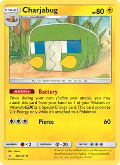Charjabug card from Unbroken Bonds, number 58/214