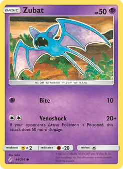 Zubat card from Unbroken Bonds, number 64/214
