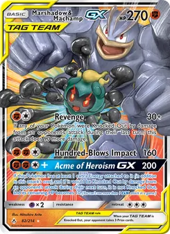 Marshadow & Machamp GX card from Unbroken Bonds, number 82/214
