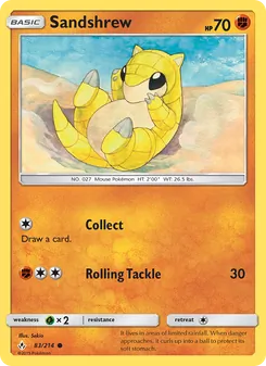 Sandshrew card from Unbroken Bonds, number 83/214