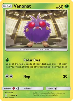 Venonat card from Unbroken Bonds, number 9/214