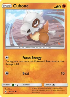 Cubone card from Unbroken Bonds, number 90/214