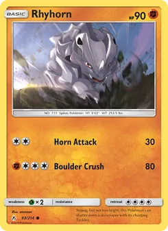 Rhyhorn card from Unbroken Bonds, number 93/214