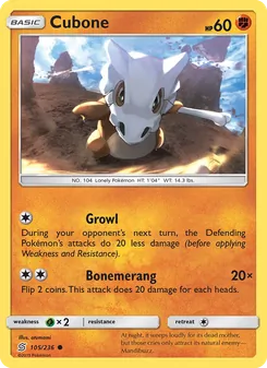 Cubone card from Unified Minds, number 105/236