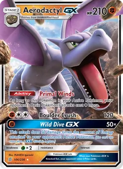 Aerodactyl GX card from Unified Minds, number 106/236