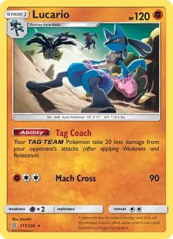 Lucario card from Unified Minds, number 117/236