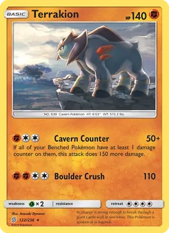 Terrakion card from Unified Minds, number 122/236