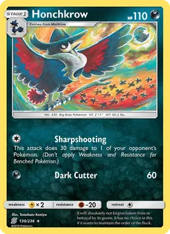 Honchkrow card from Unified Minds, number 130/236