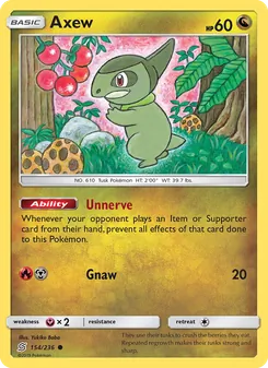 Axew card from Unified Minds, number 154/236