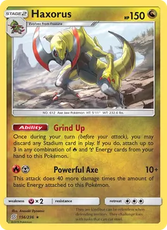 Haxorus card from Unified Minds, number 156/236