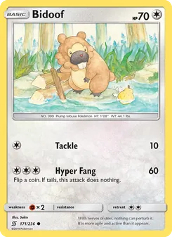Bidoof card from Unified Minds, number 171/236