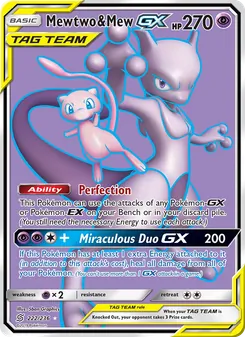 Mewtwo & Mew GX card from Unified Minds, number 222/236