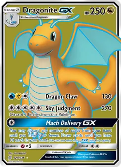 Dragonite GX card from Unified Minds, number 229/236