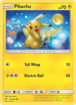 Pikachu card from Unified Minds, number 56/236