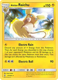 Alolan Raichu card from Unified Minds, number 57/236