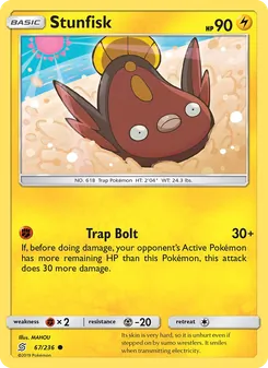 Stunfisk card from Unified Minds, number 67/236